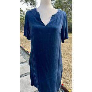 Sundance Clothing Olivia Velvet Midnight Blue Shift Dress Size XS